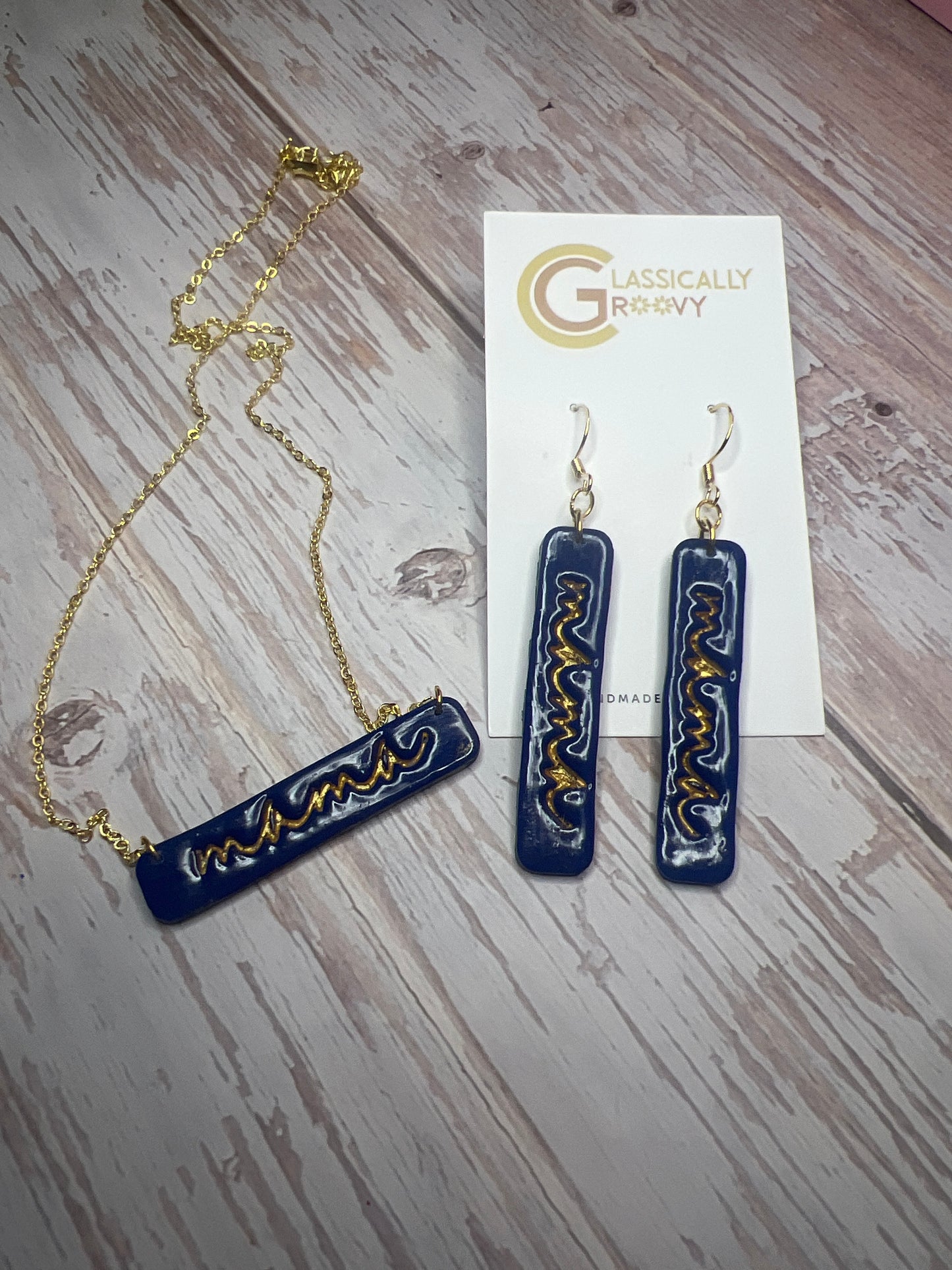 Navy Mama Jewelry Set