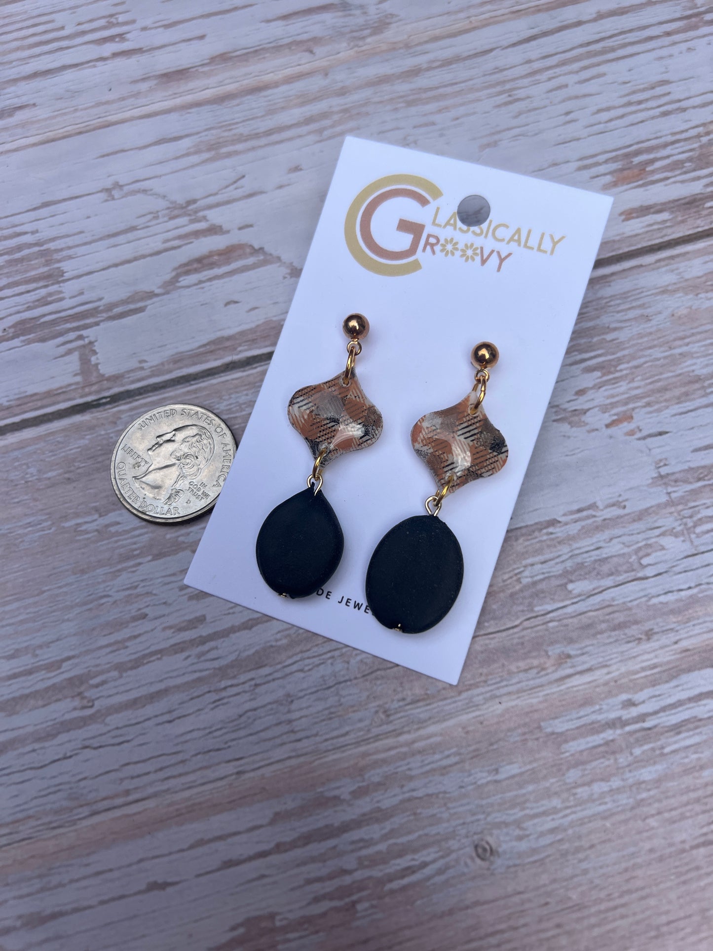 Plaid Droplet Earrings