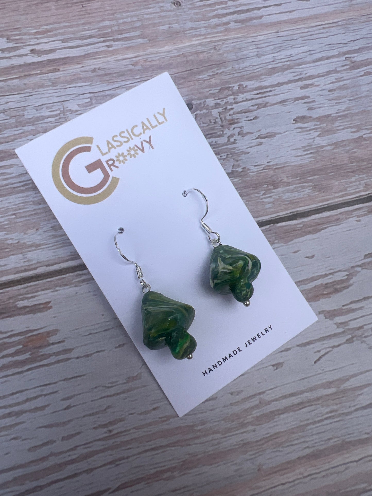 Green Mushroom Earrings