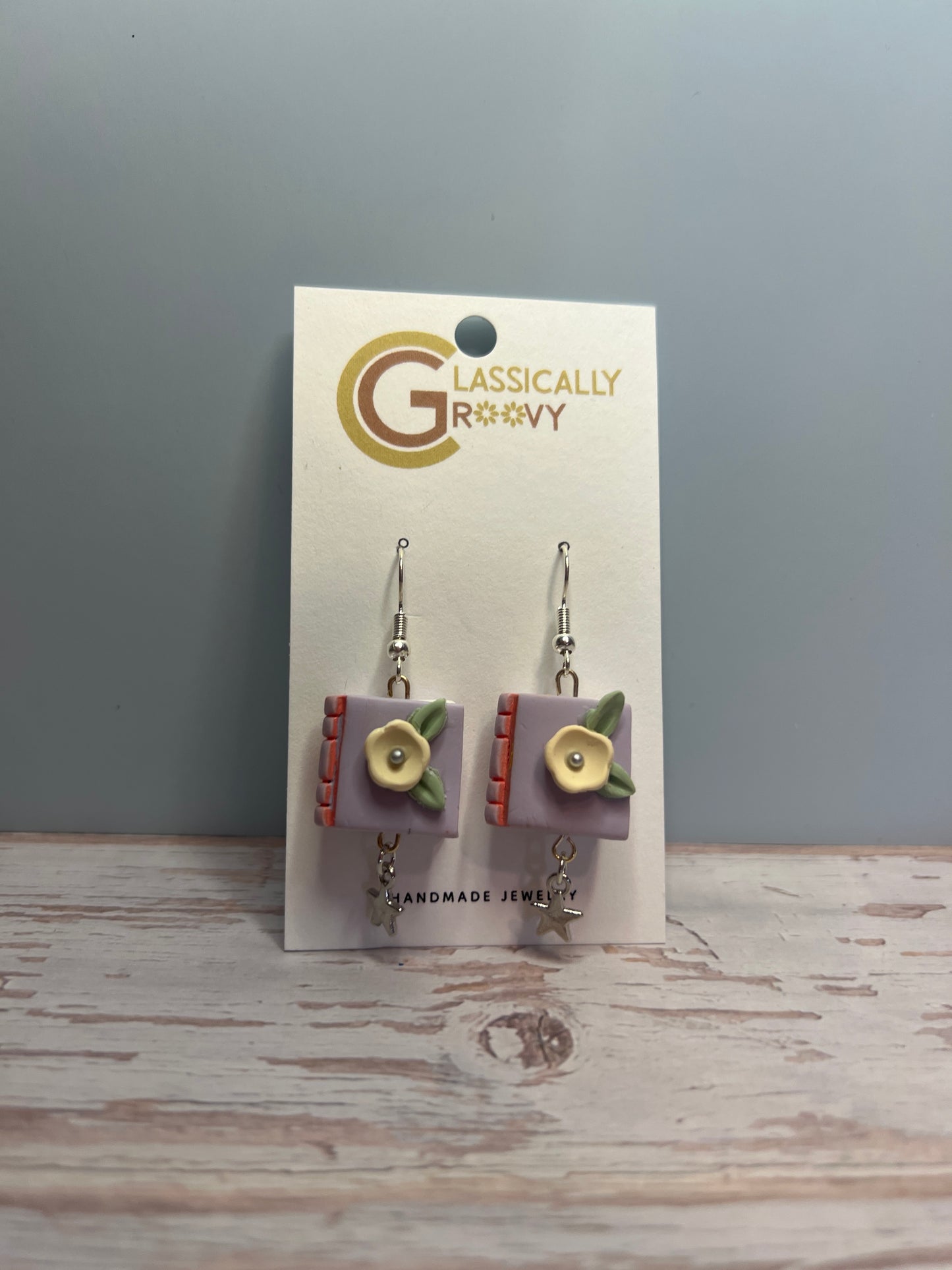 Lilac Book Earrings