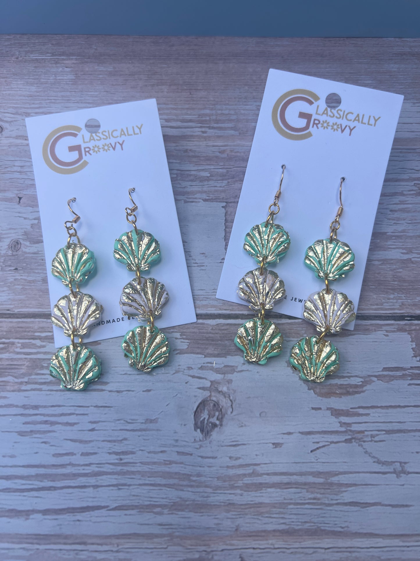 Triple Shell Dangle Earrings