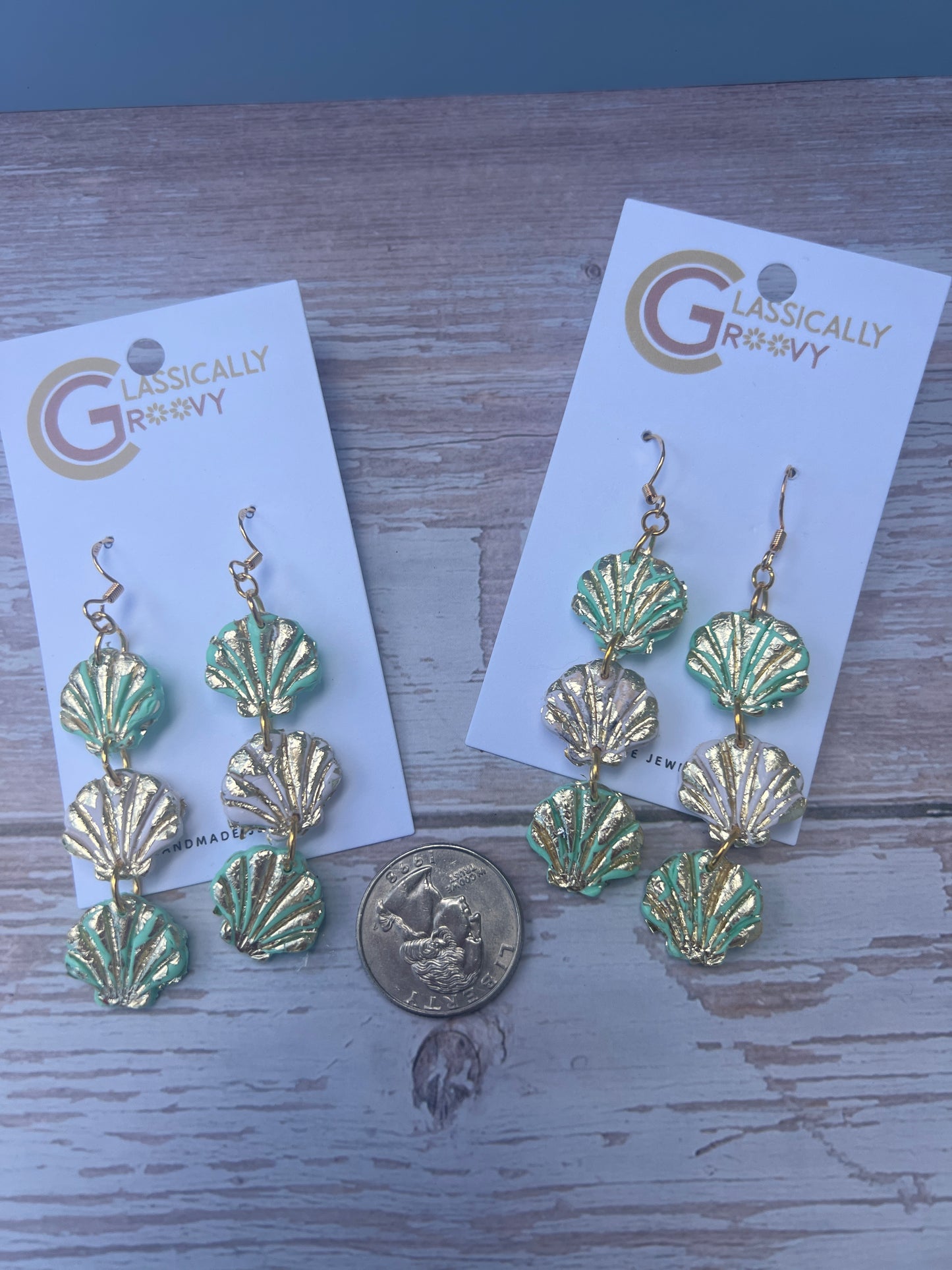 Triple Shell Dangle Earrings