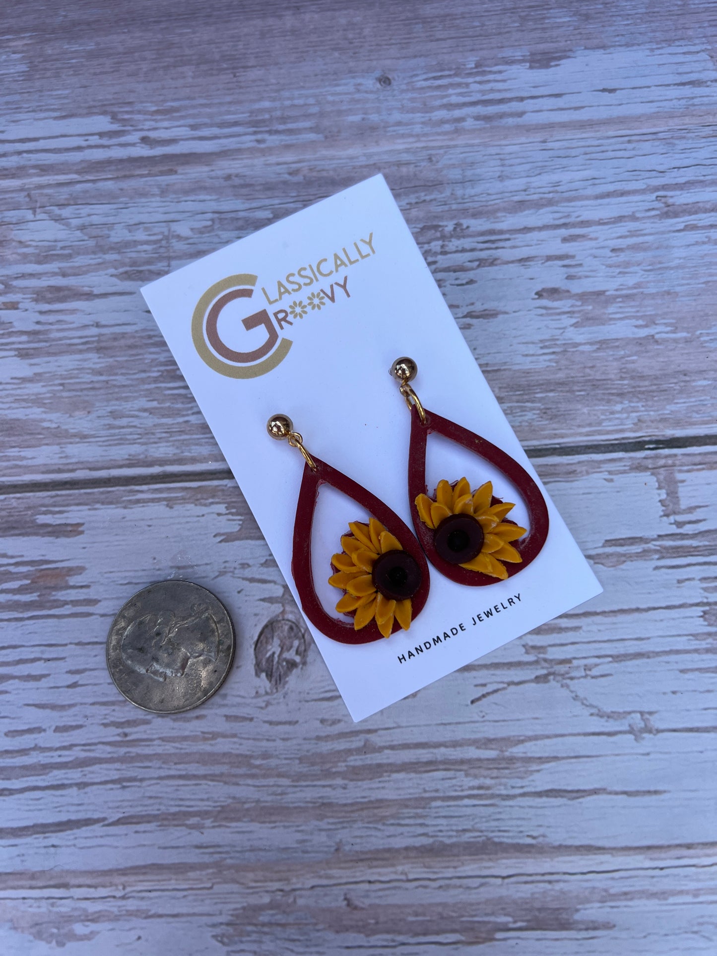 Sunflower Teardrop Earring