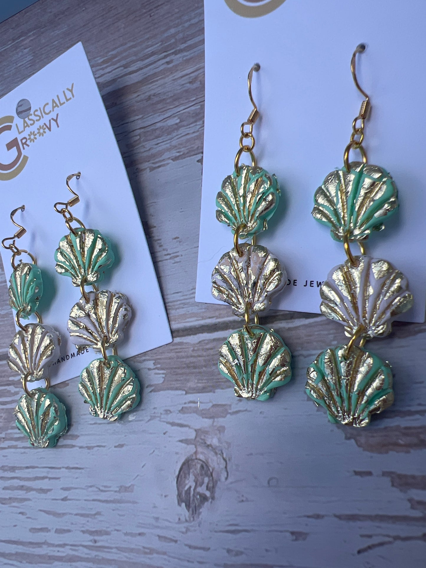 Triple Shell Dangle Earrings