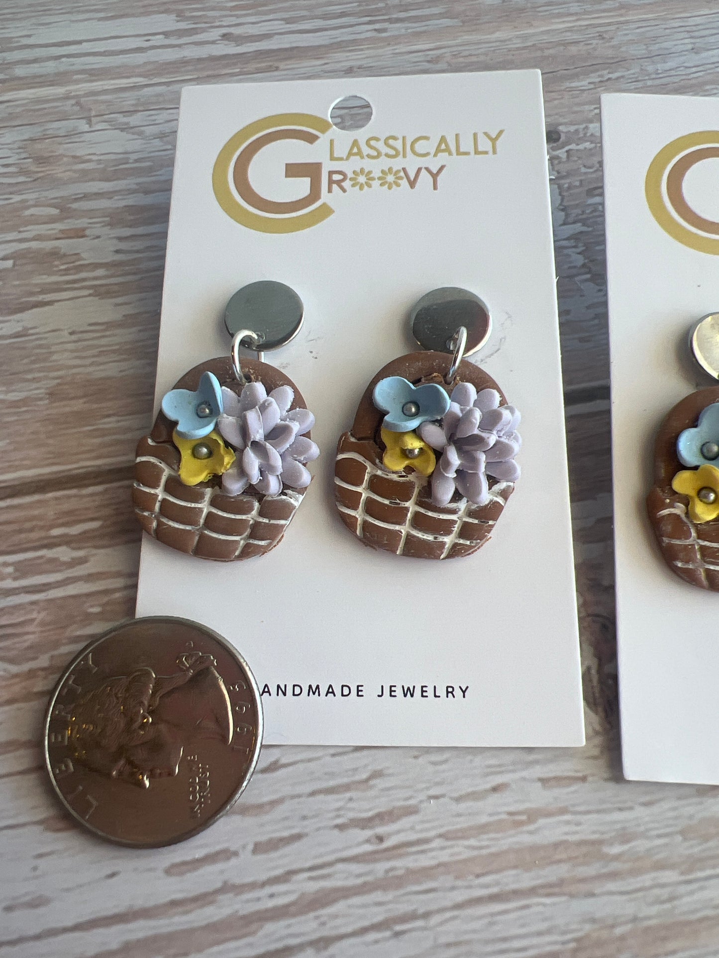 Floral Basket Stud Earrings