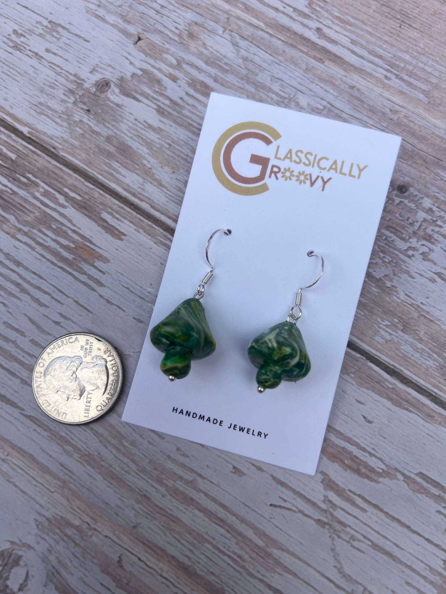 Green Mushroom Earrings