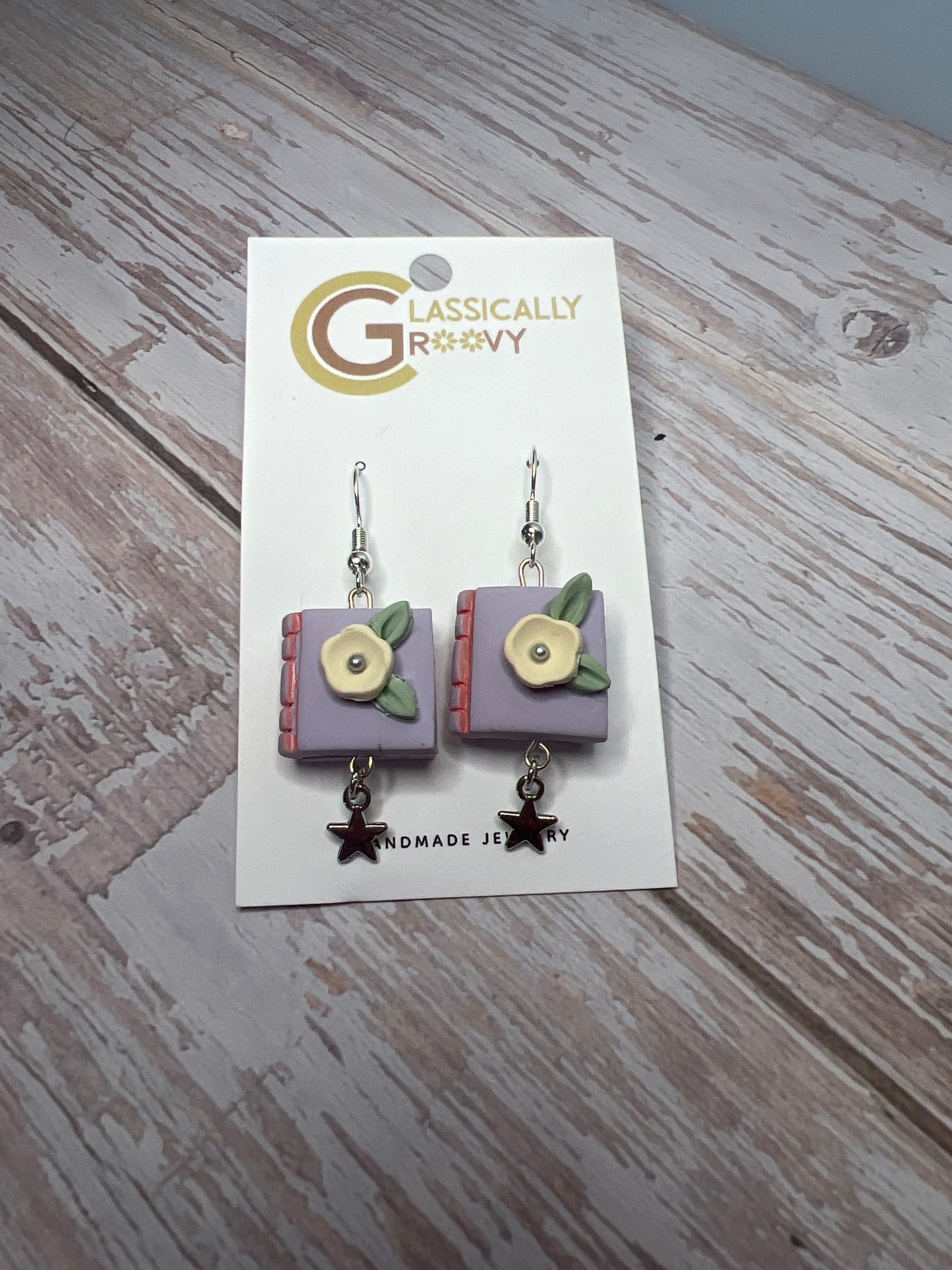Lilac Book Earrings
