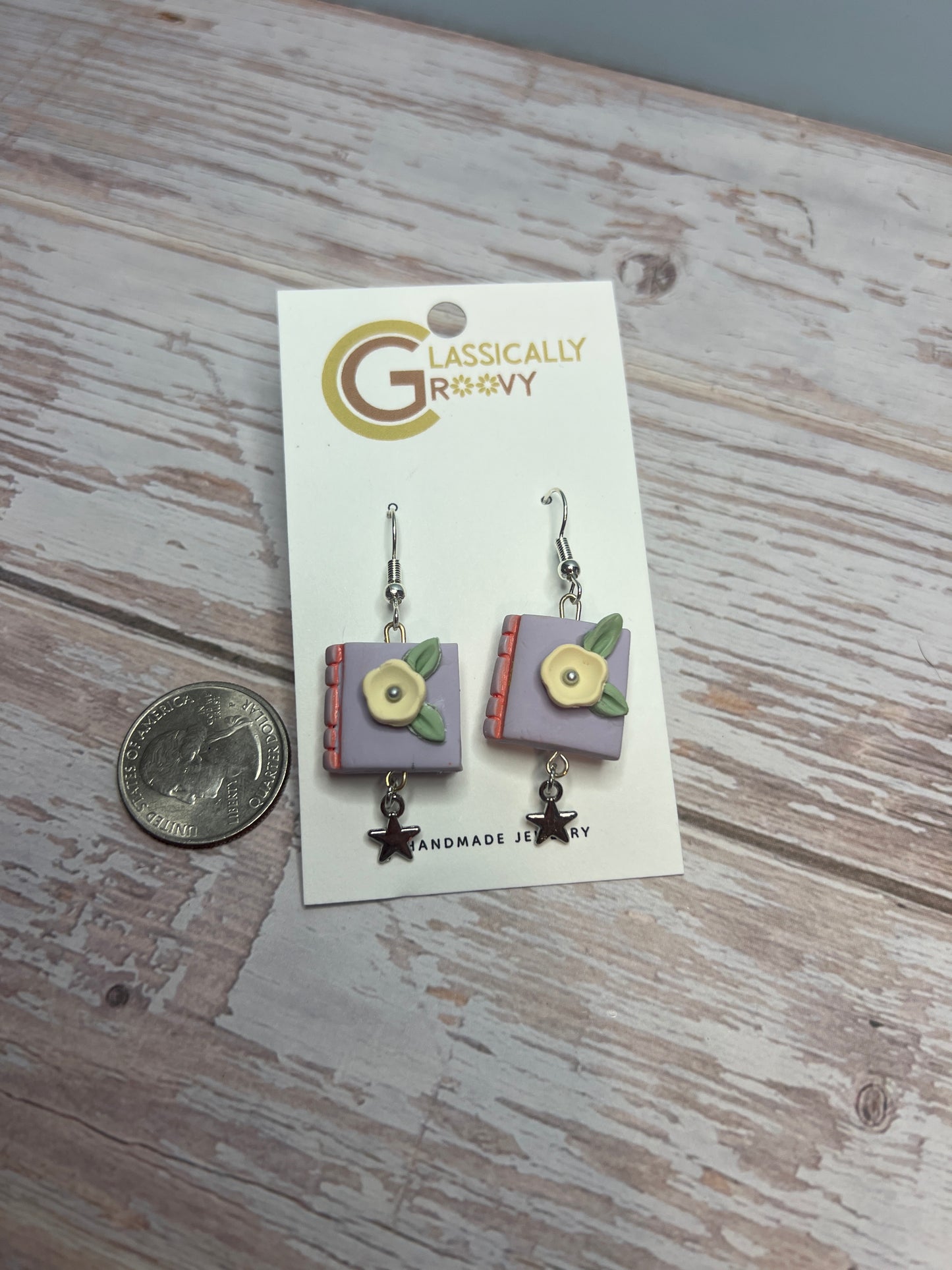 Lilac Book Earrings