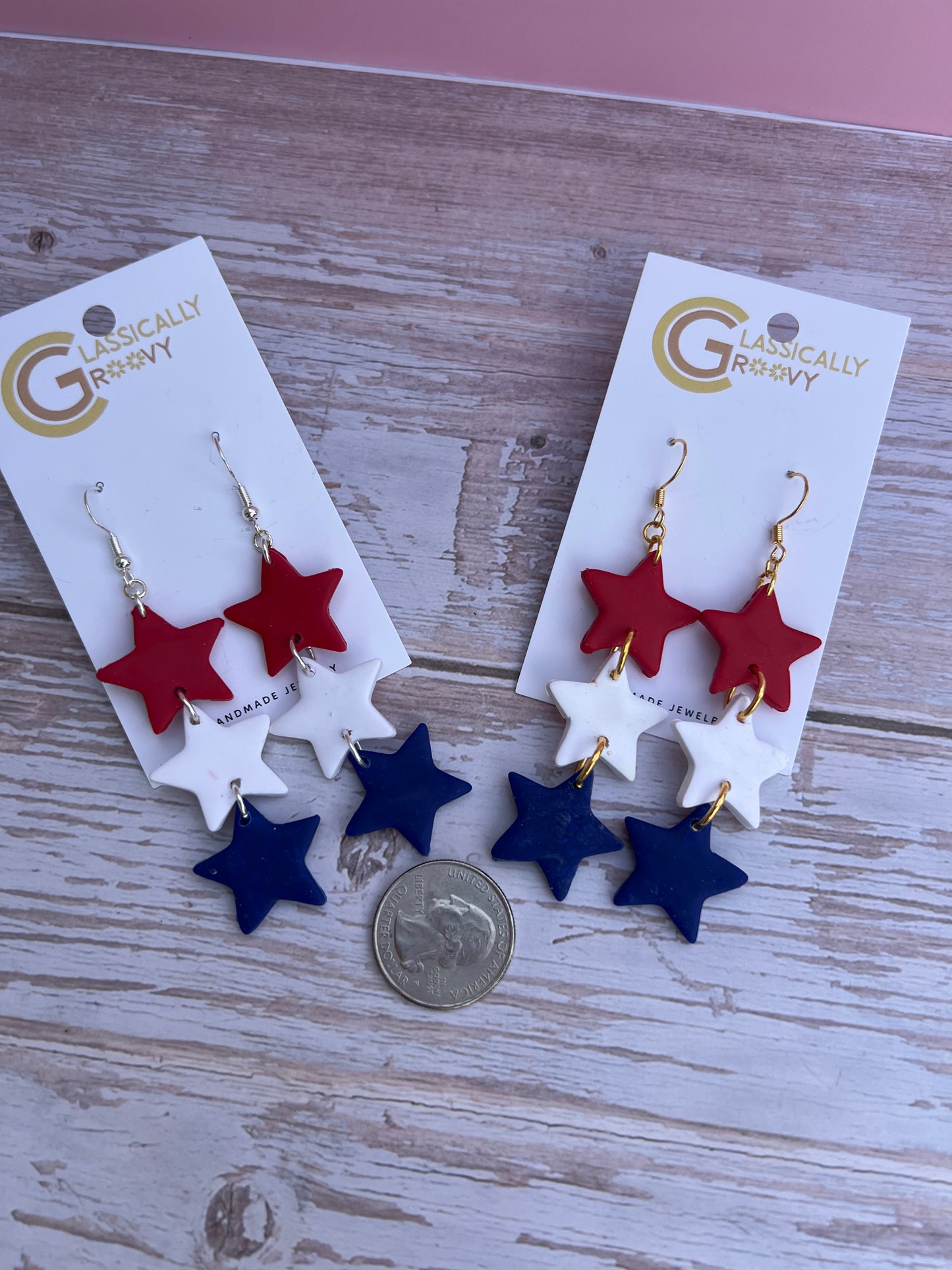 Red, White & Blue Stars Earrings