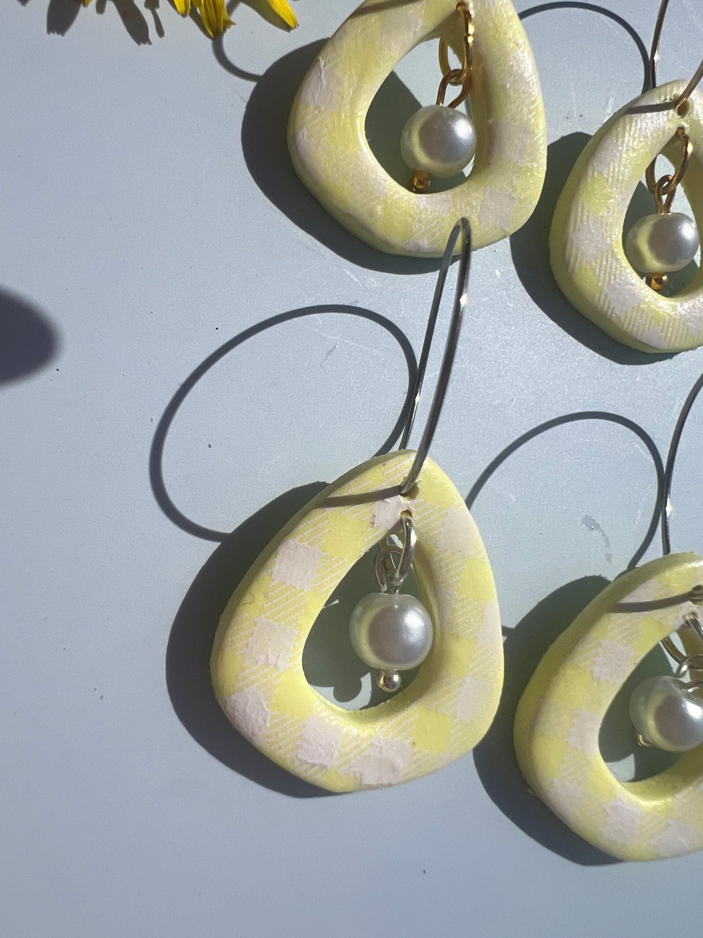 Lemon, Pearl Hoop Earrings