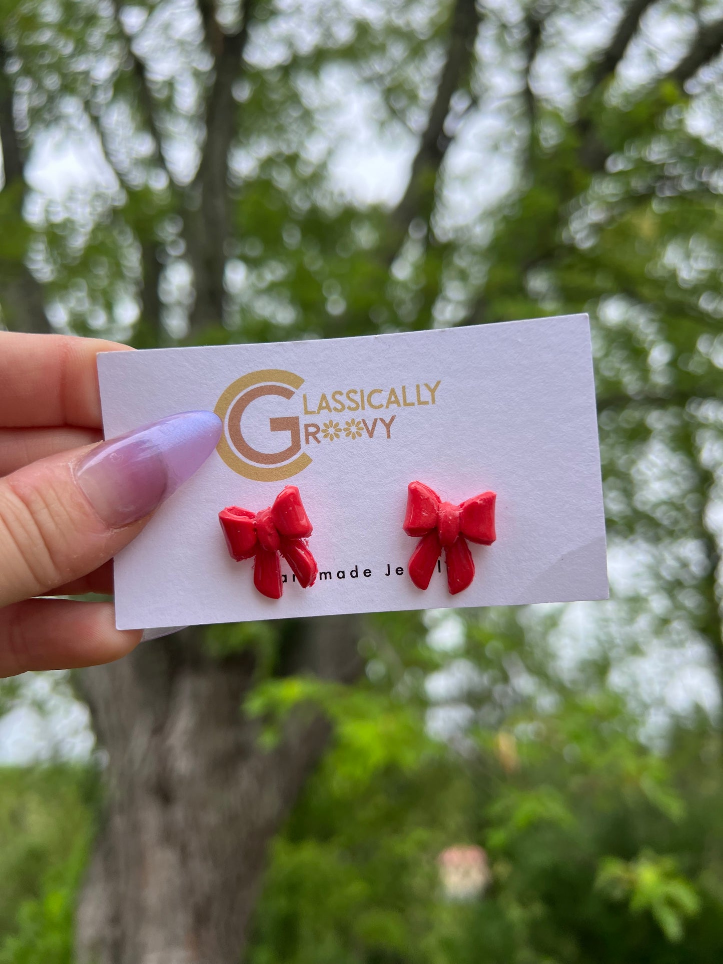 Mini Red Bow Studs