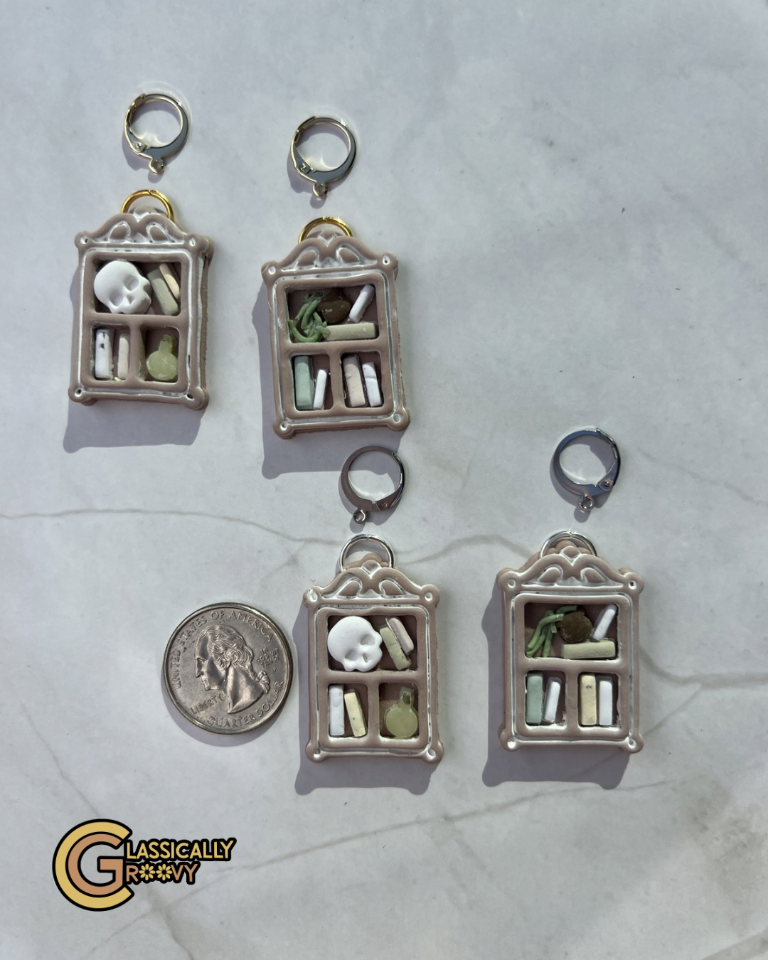 Victorian Apothecary Bookshelf Earrings