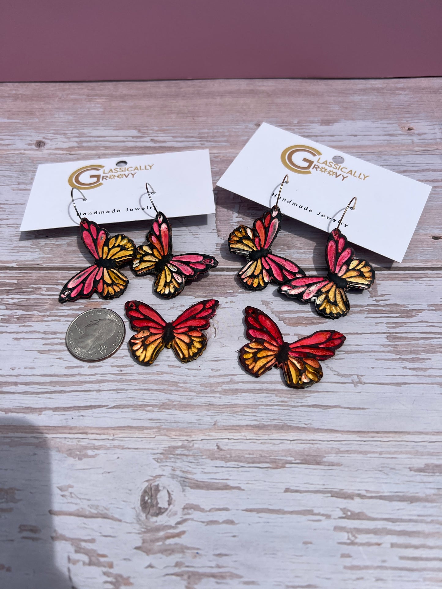 Sunrise Butterfly Hoops