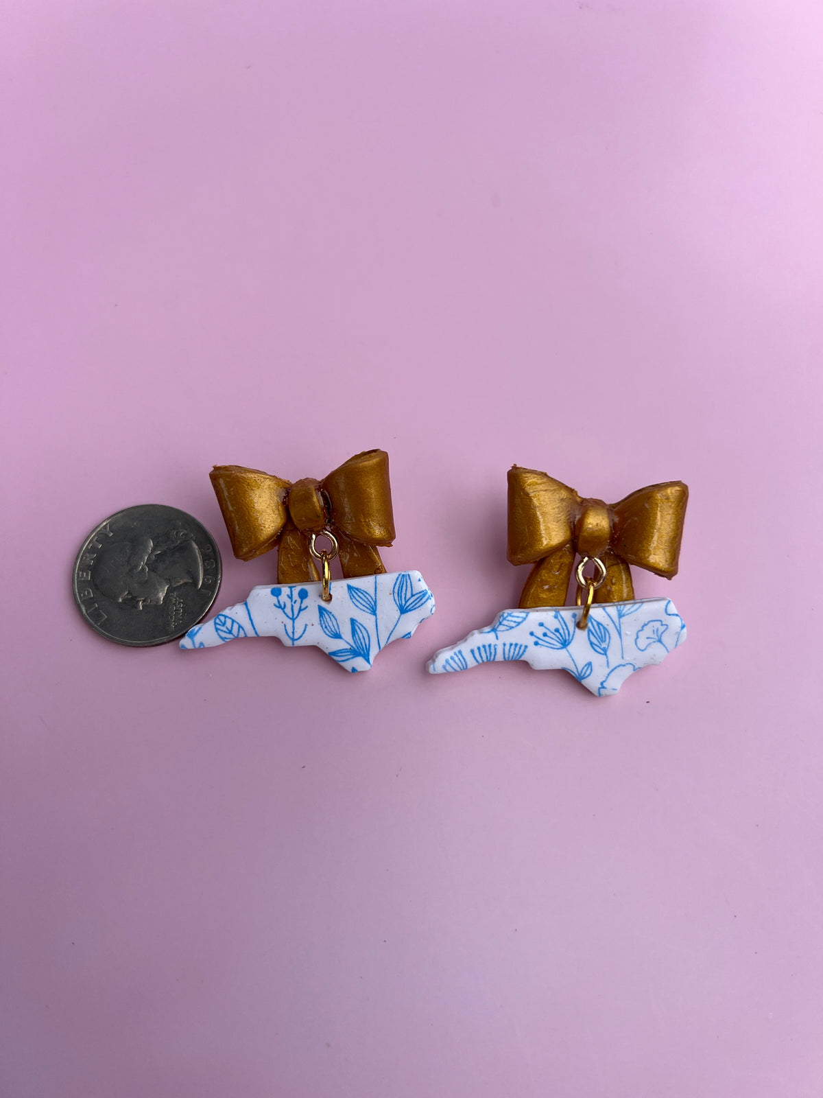 Blue Porcelain State Bow Earrings