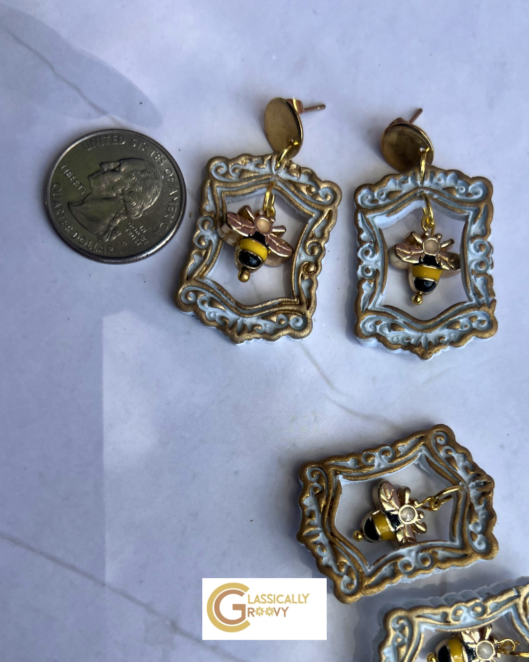 Bee-Framed Earrings
