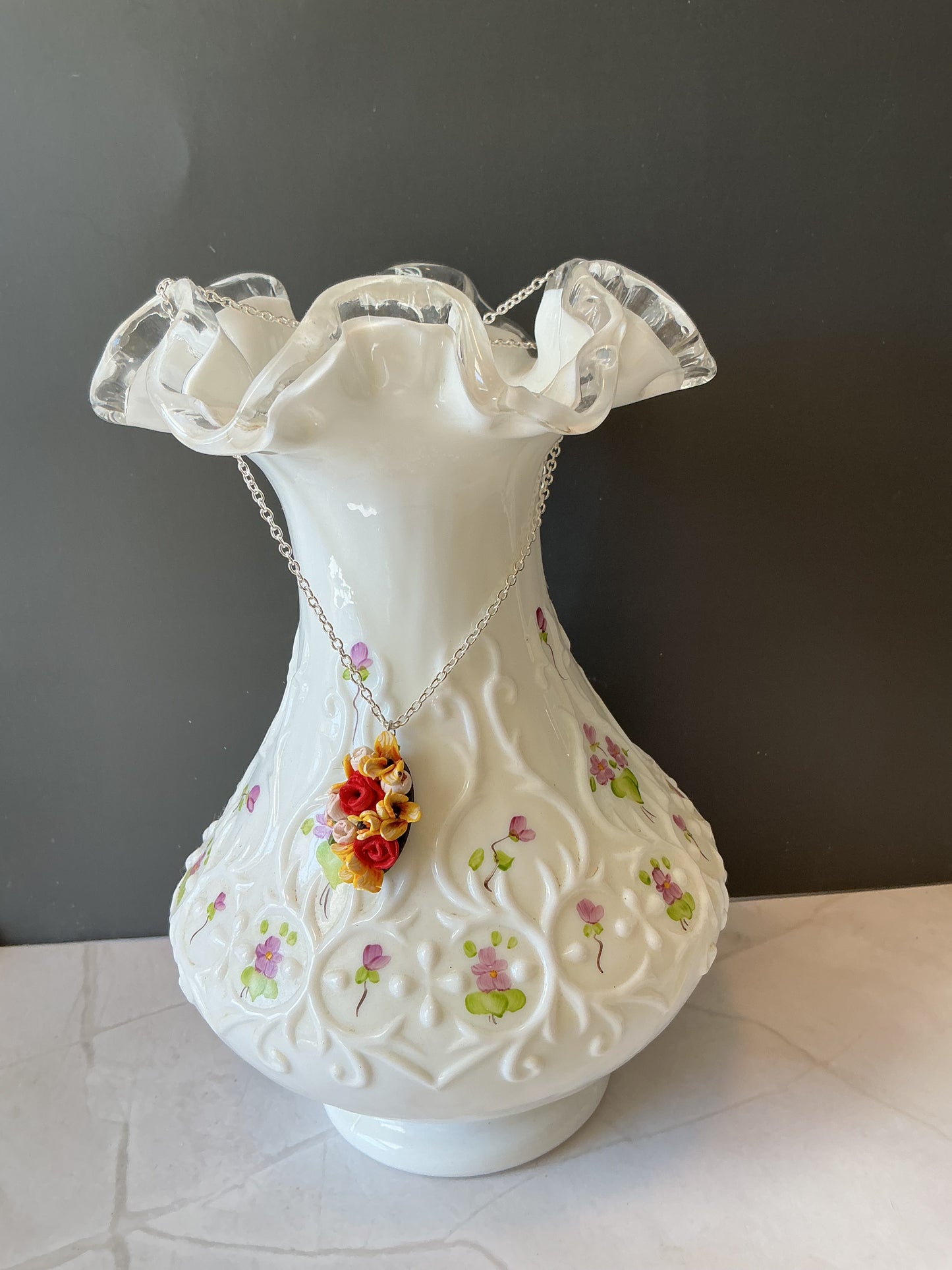 Red & Gold Bouquet Necklace