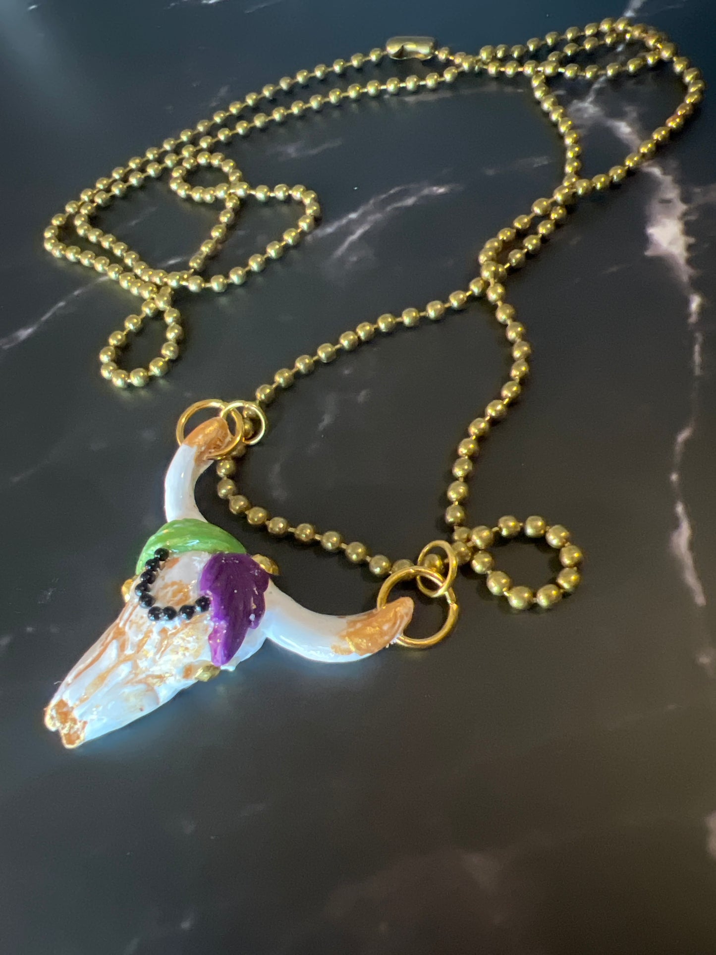 Mardi Gras Skull Head Necklace