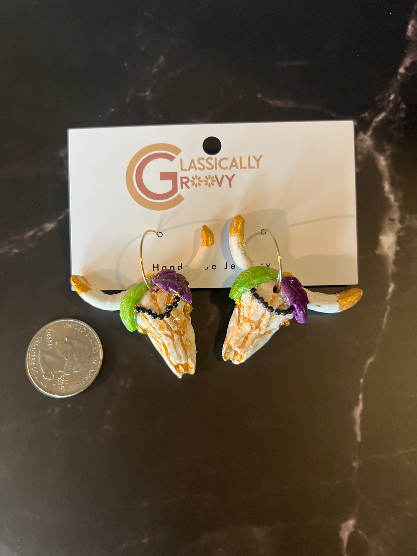 Mardi Gras skull Hoops