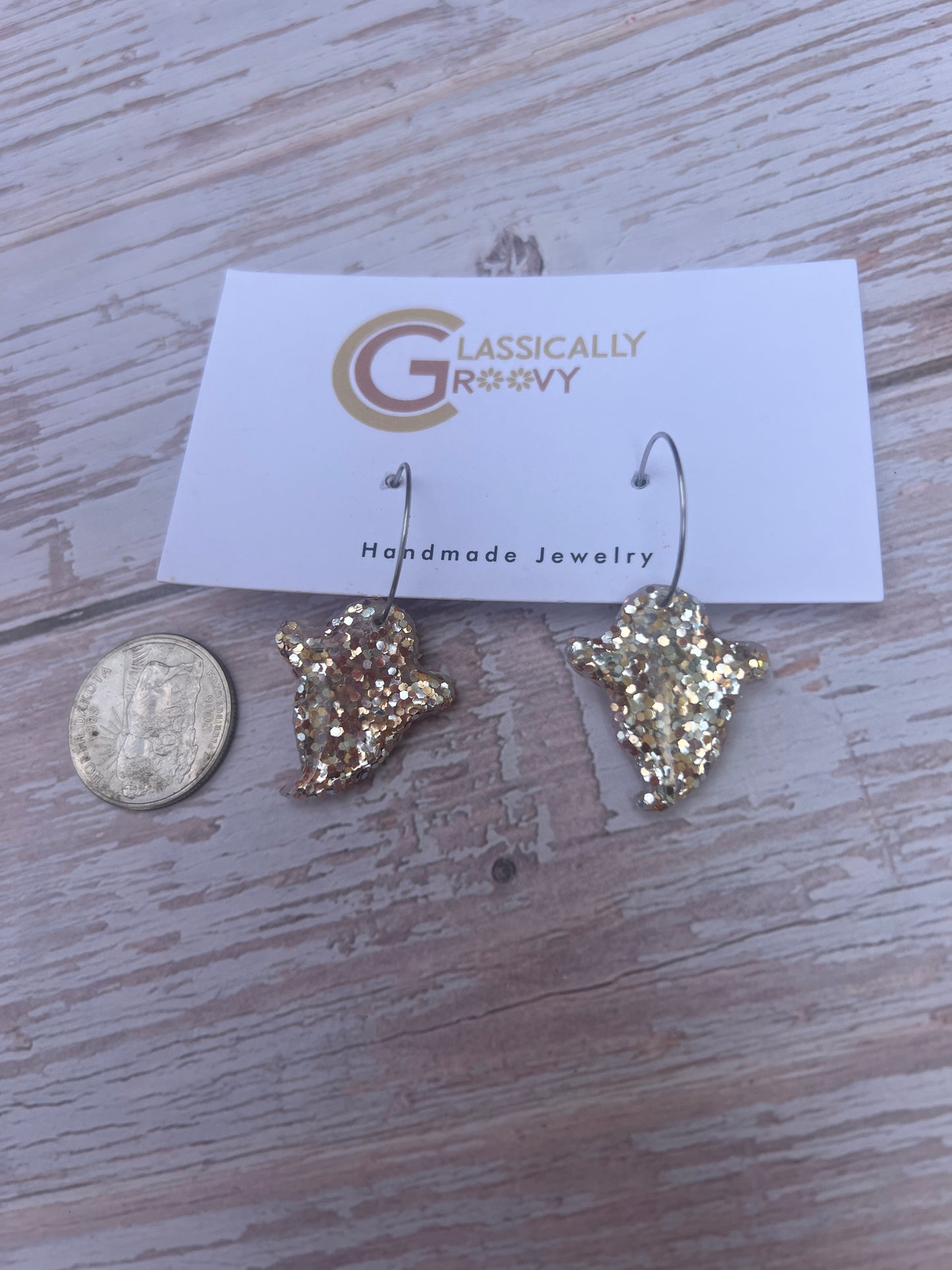 Glitter Ghost Hoops *GLOW*