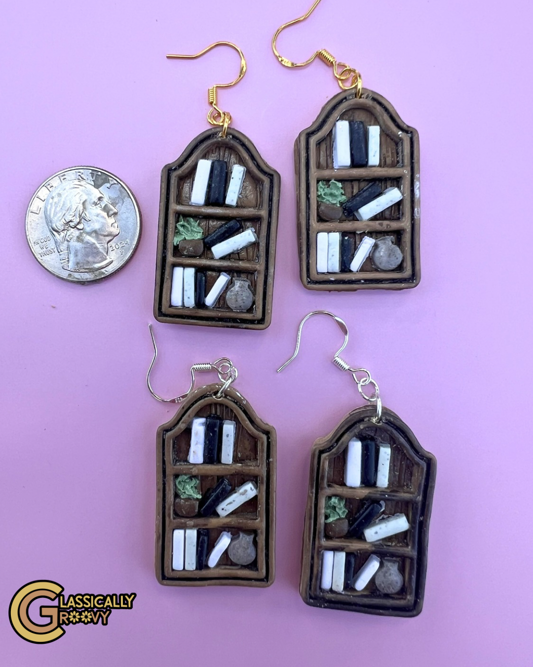 Classic Library Bookshelf Earrings