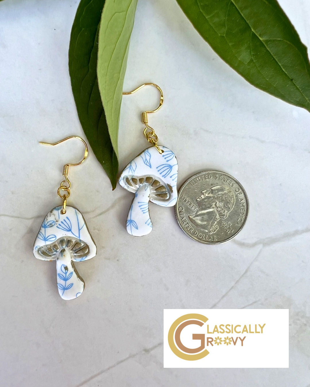 Porcelain mushroom earrings