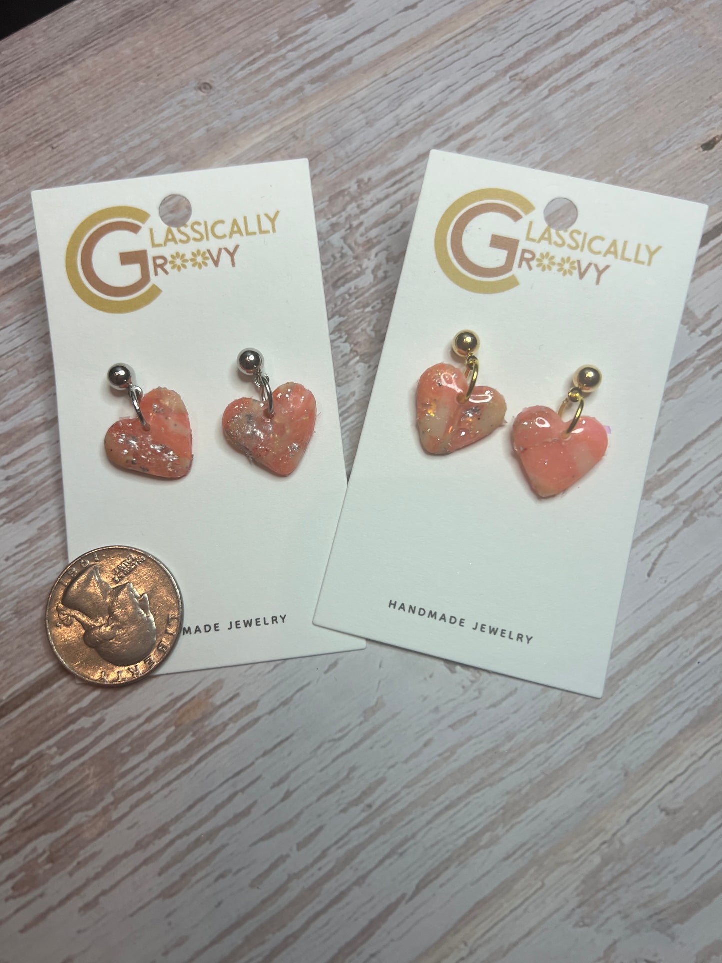 Small Heart Dangly Studs