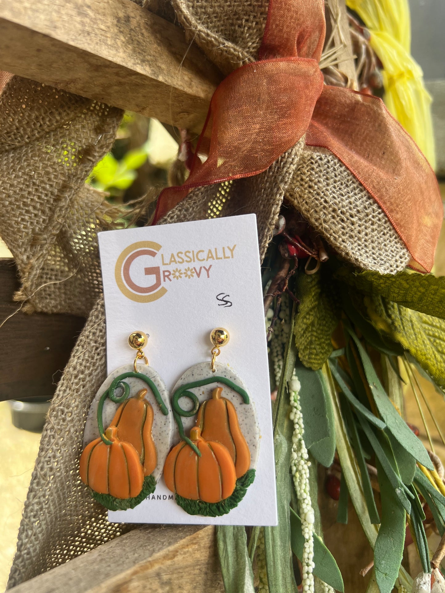 Pumpkin landscape Earrings