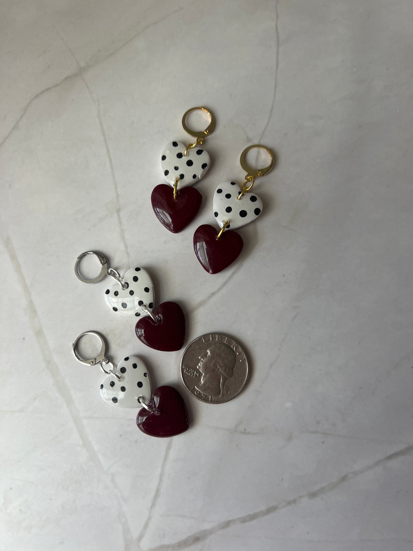 Polka Dot Heart Earrings