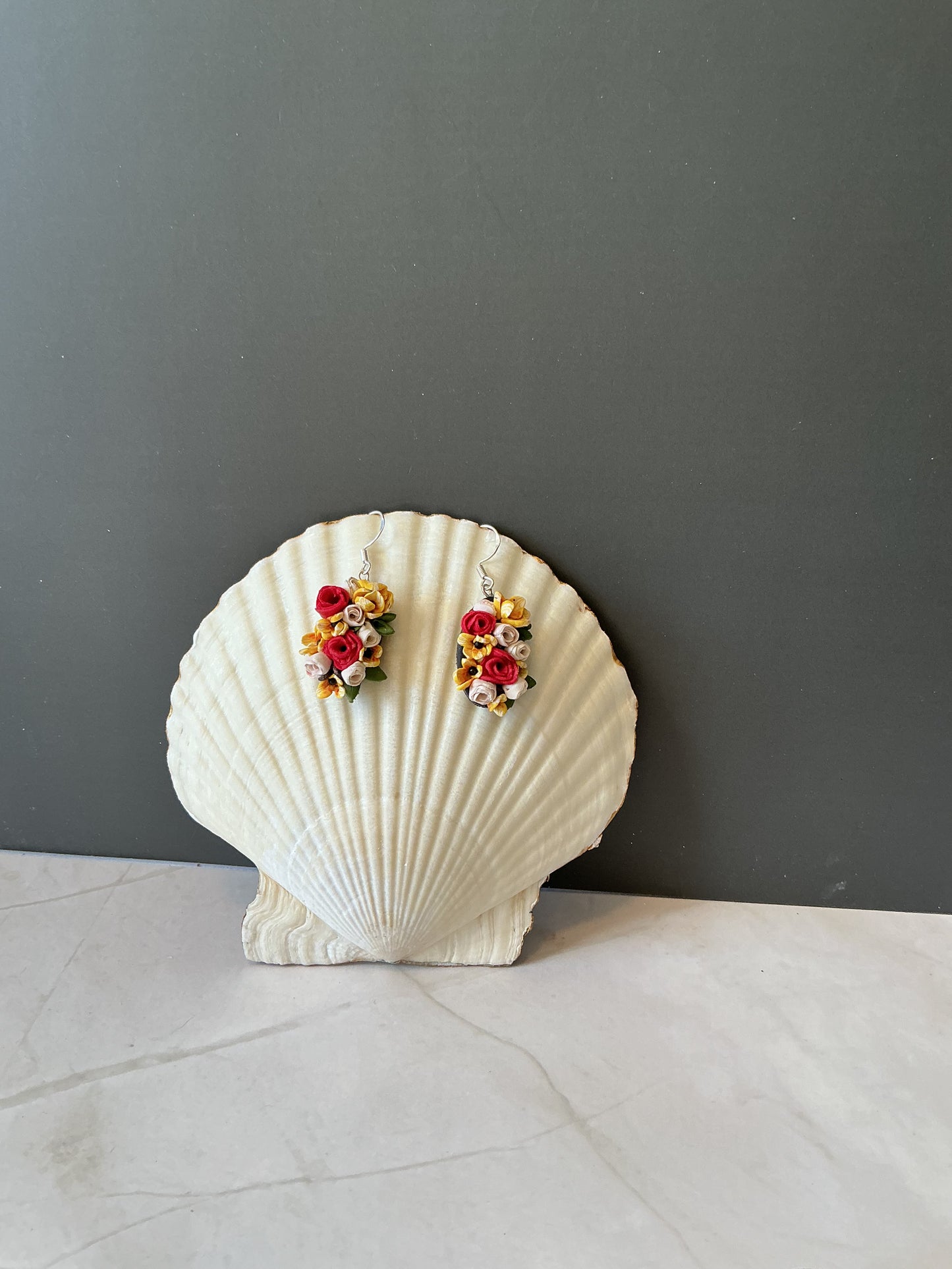Red & Gold Bouquet Earrings