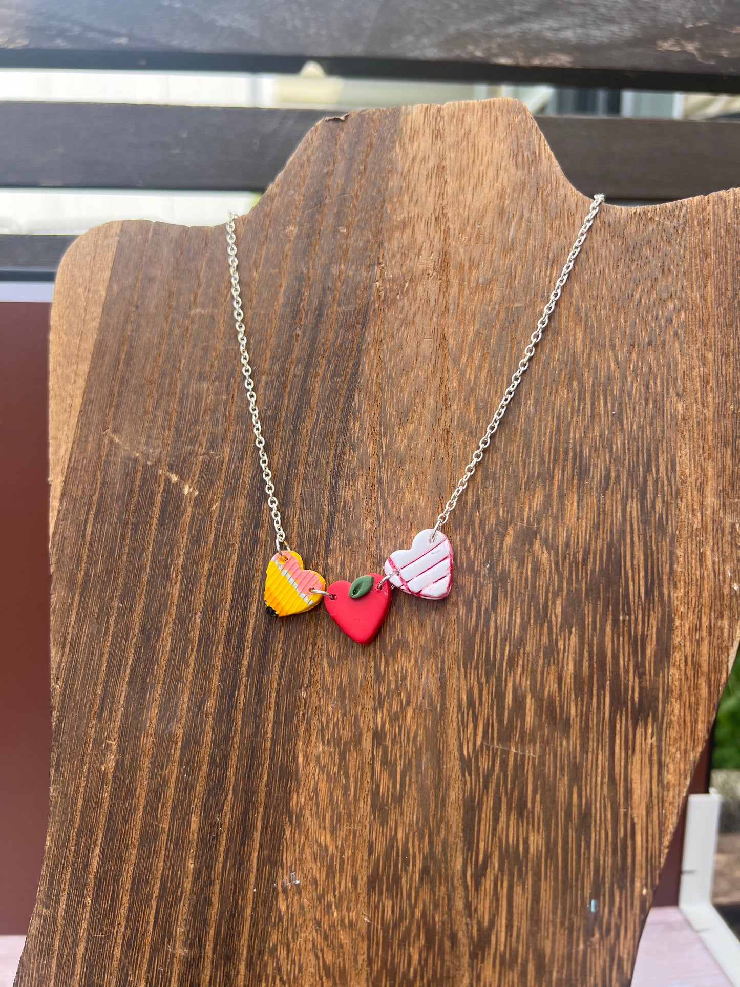 School Trio Heart Necklace