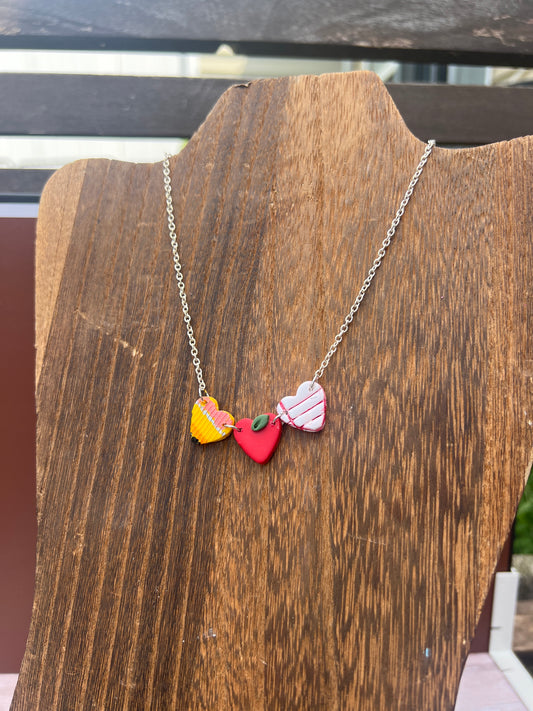 School Trio Heart Necklace