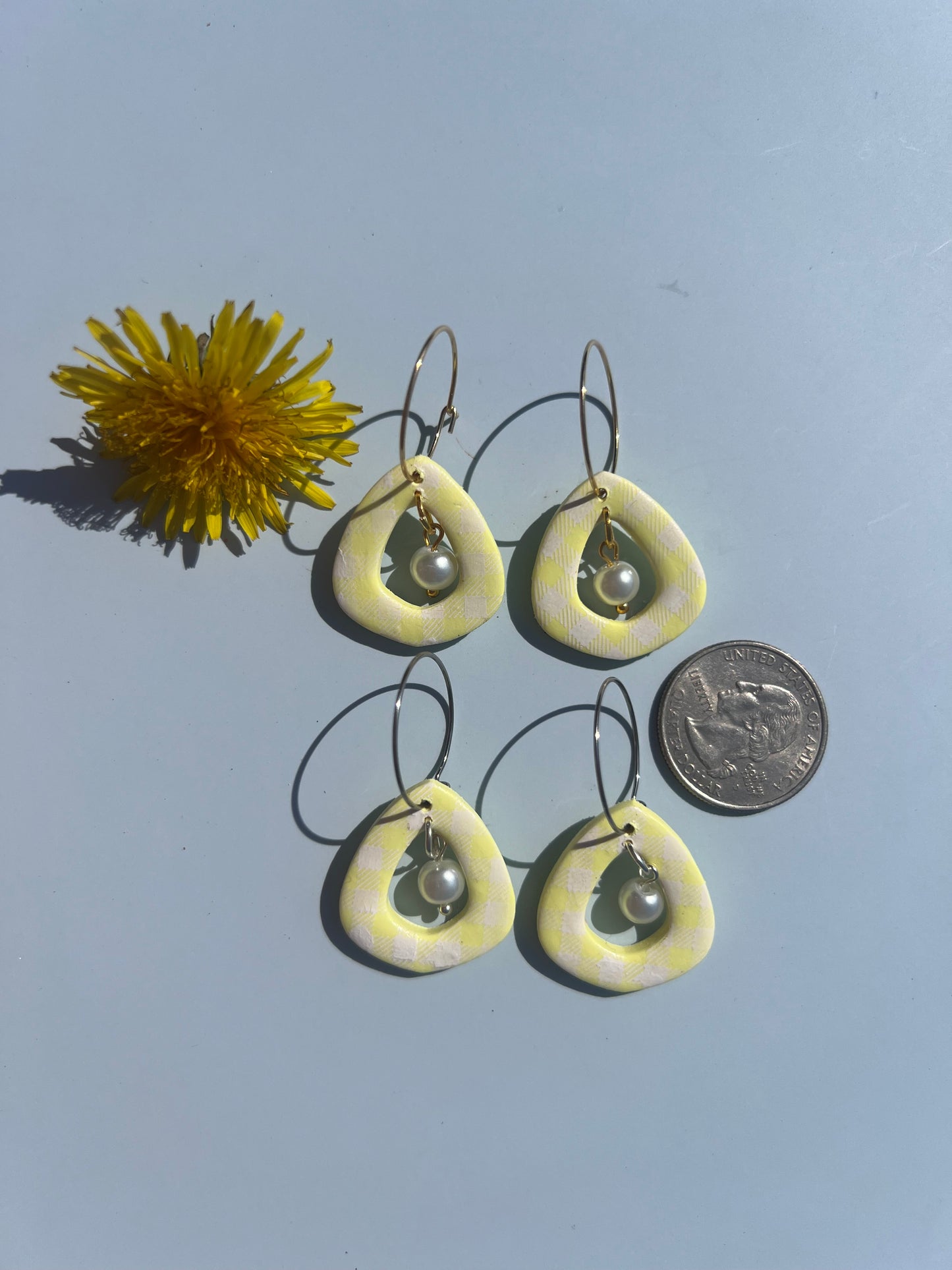 Lemon, Pearl Hoop Earrings