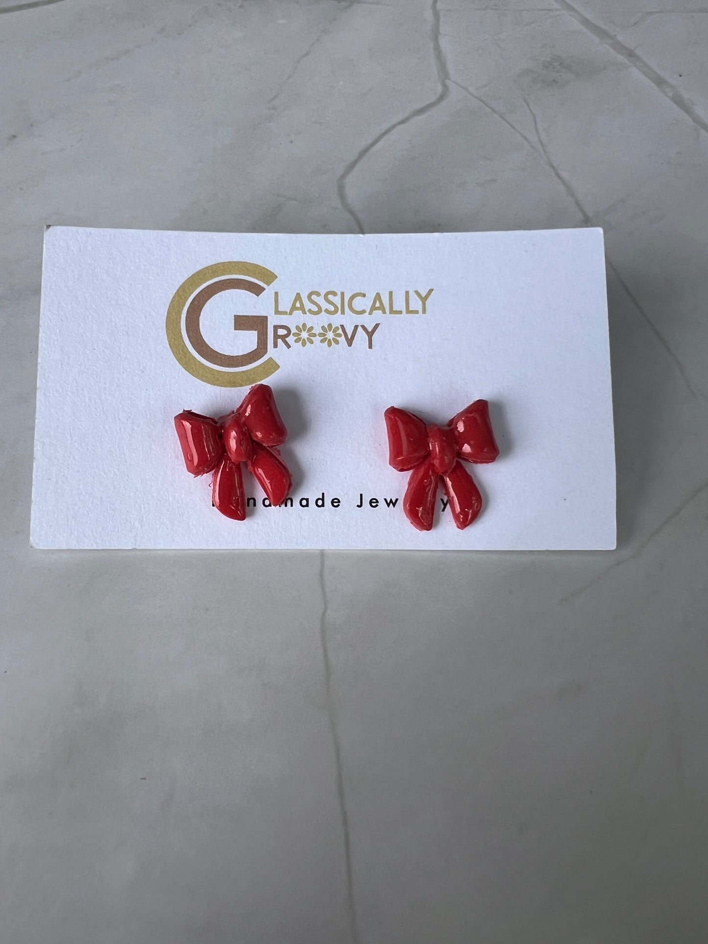 Mini Red Bow Studs