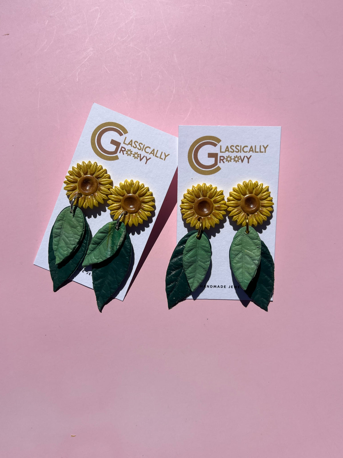 Sunflower Leaf Stud Dangle Earrings