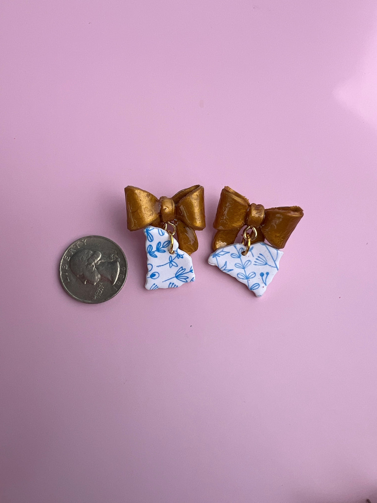 Blue Porcelain State Bow Earrings
