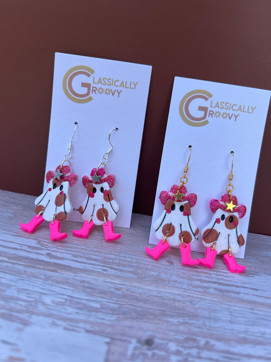 Pink Pony Ghost Earrings