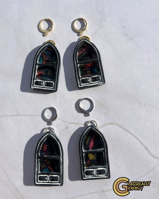 Stained Glass Bookshelf Earrings