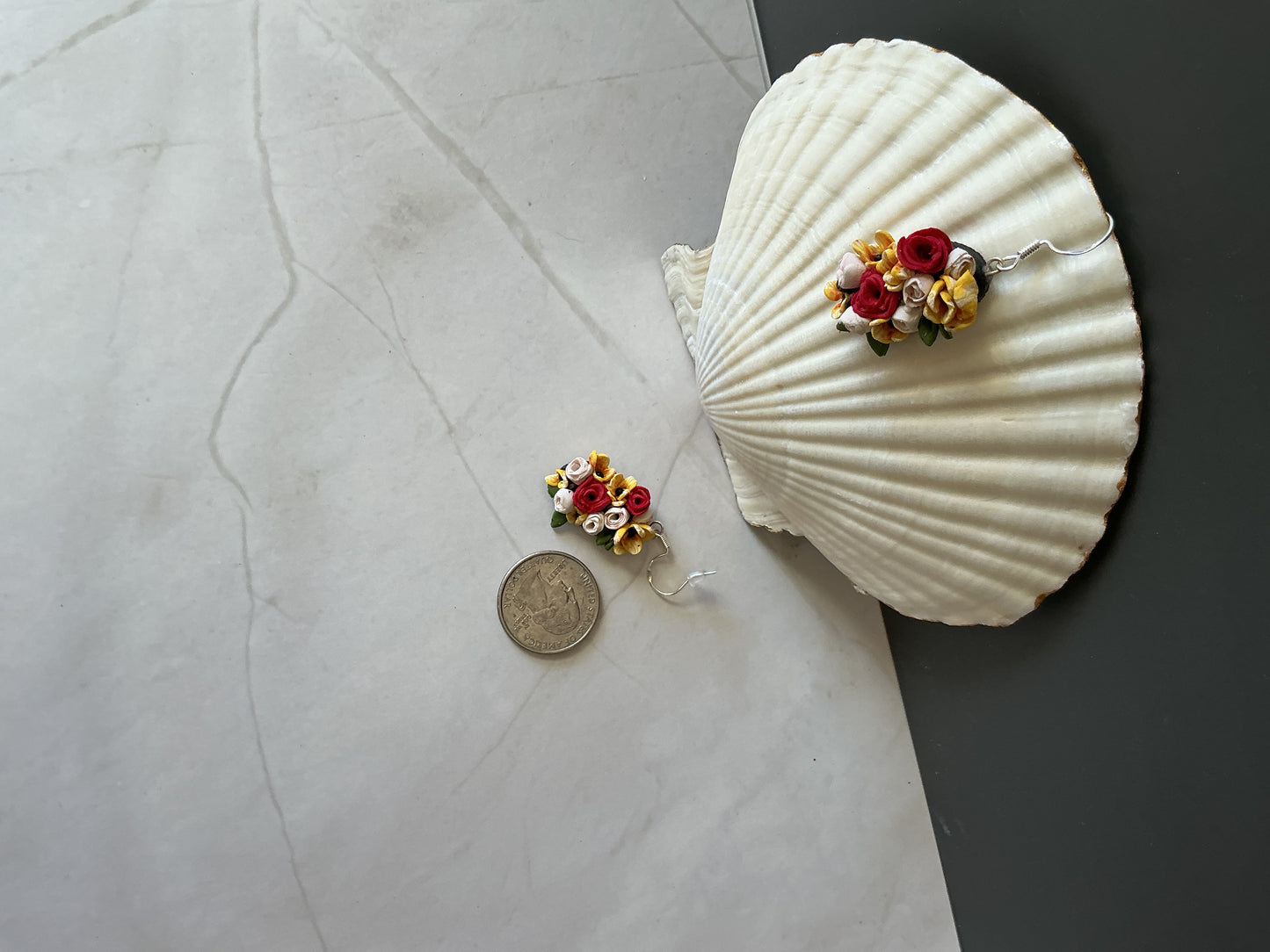 Red & Gold Bouquet Earrings