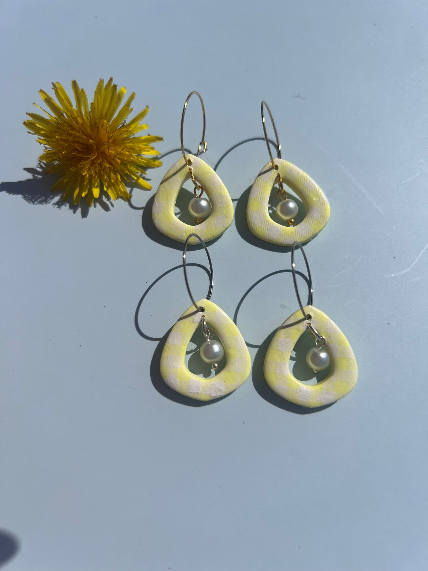 Lemon, Pearl Hoop Earrings