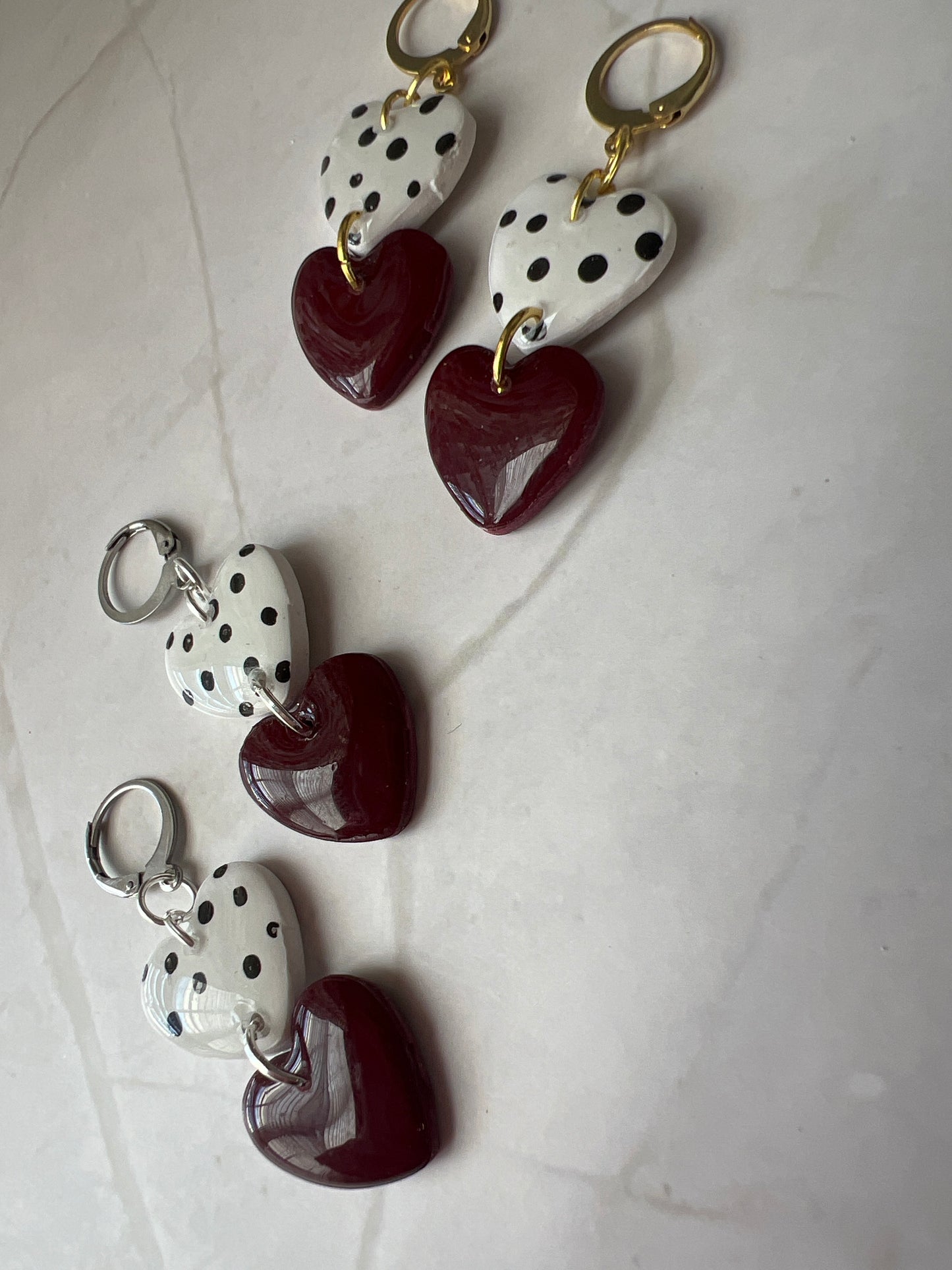 Polka Dot Heart Earrings