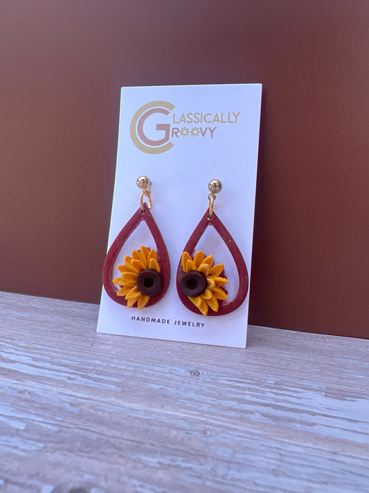 Sunflower Teardrop Earring