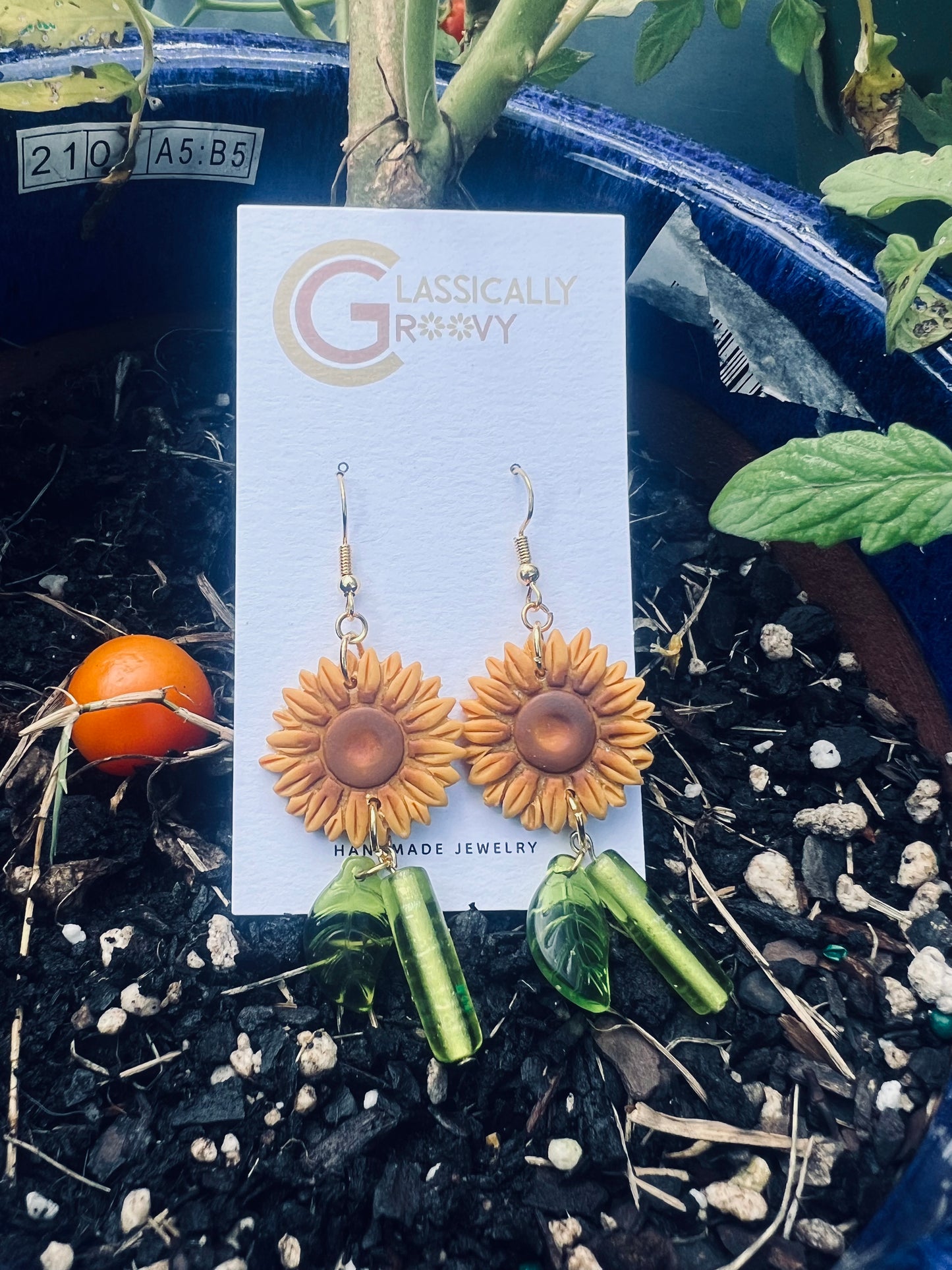 Beaded Sunflower Earrings