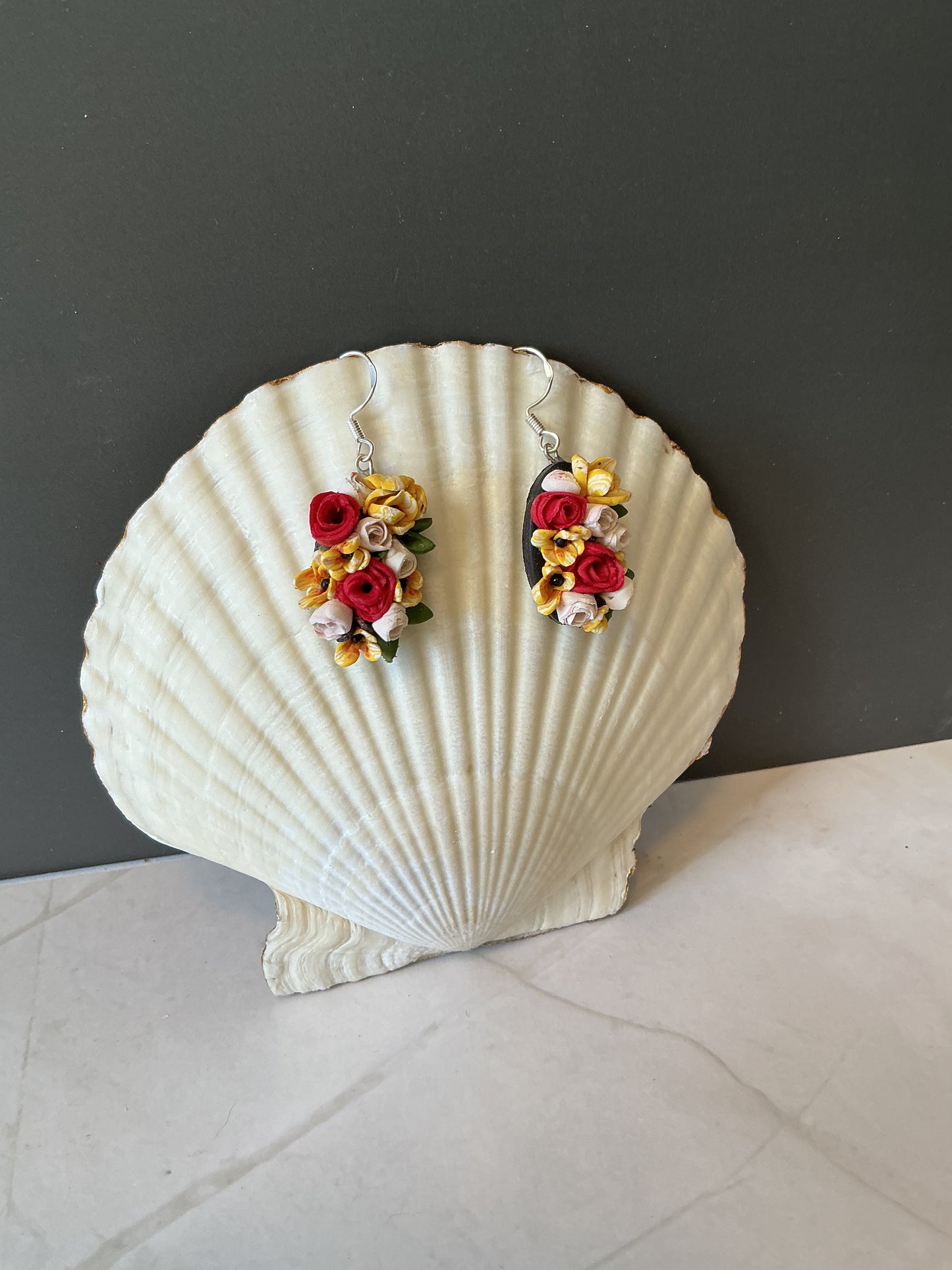 Red & Gold Bouquet Earrings