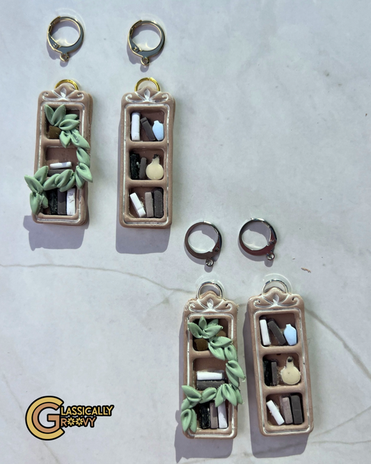 Victorian Botanical Bookshelf Earrings