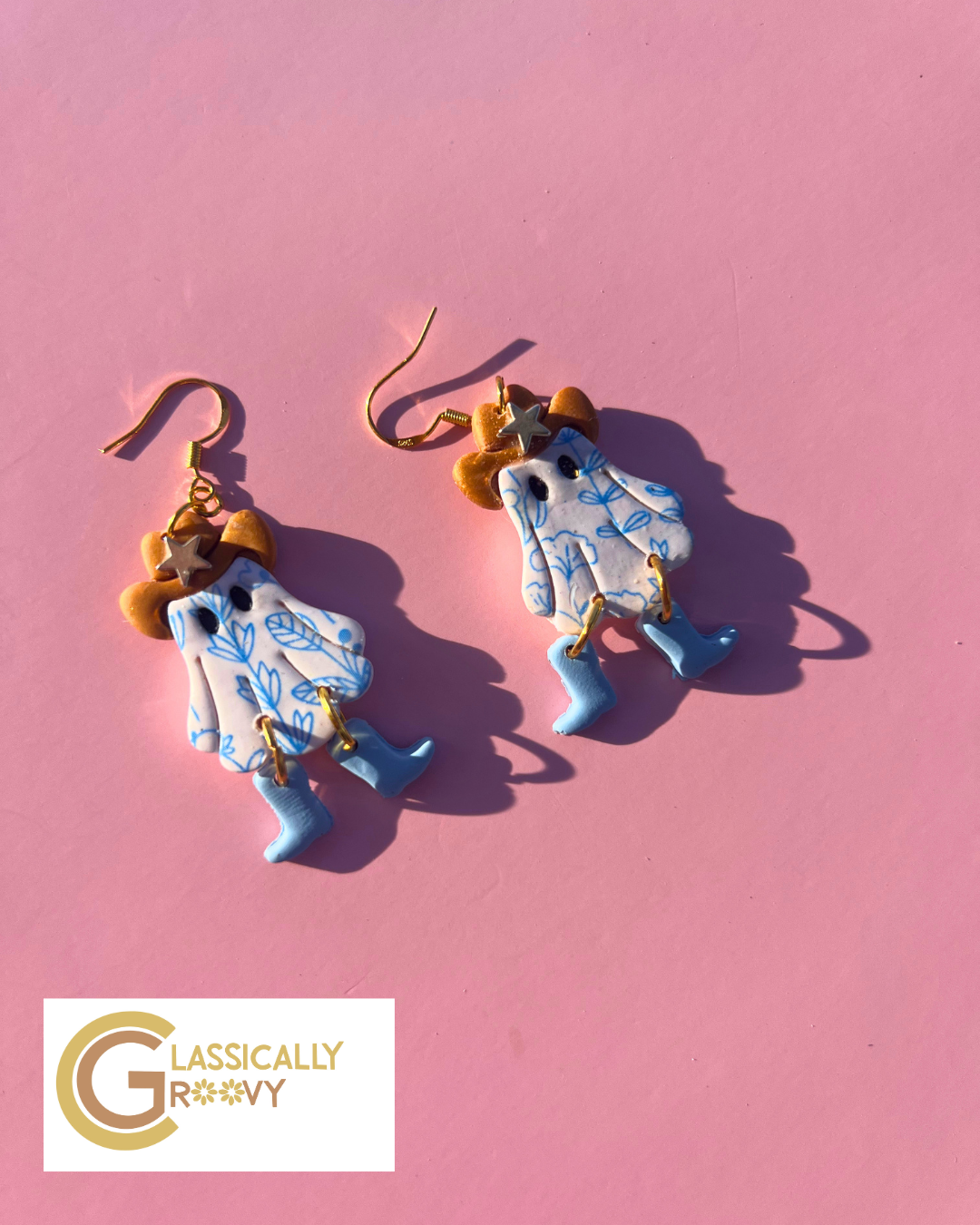 Porcelain Cowgirl Ghost Earrings