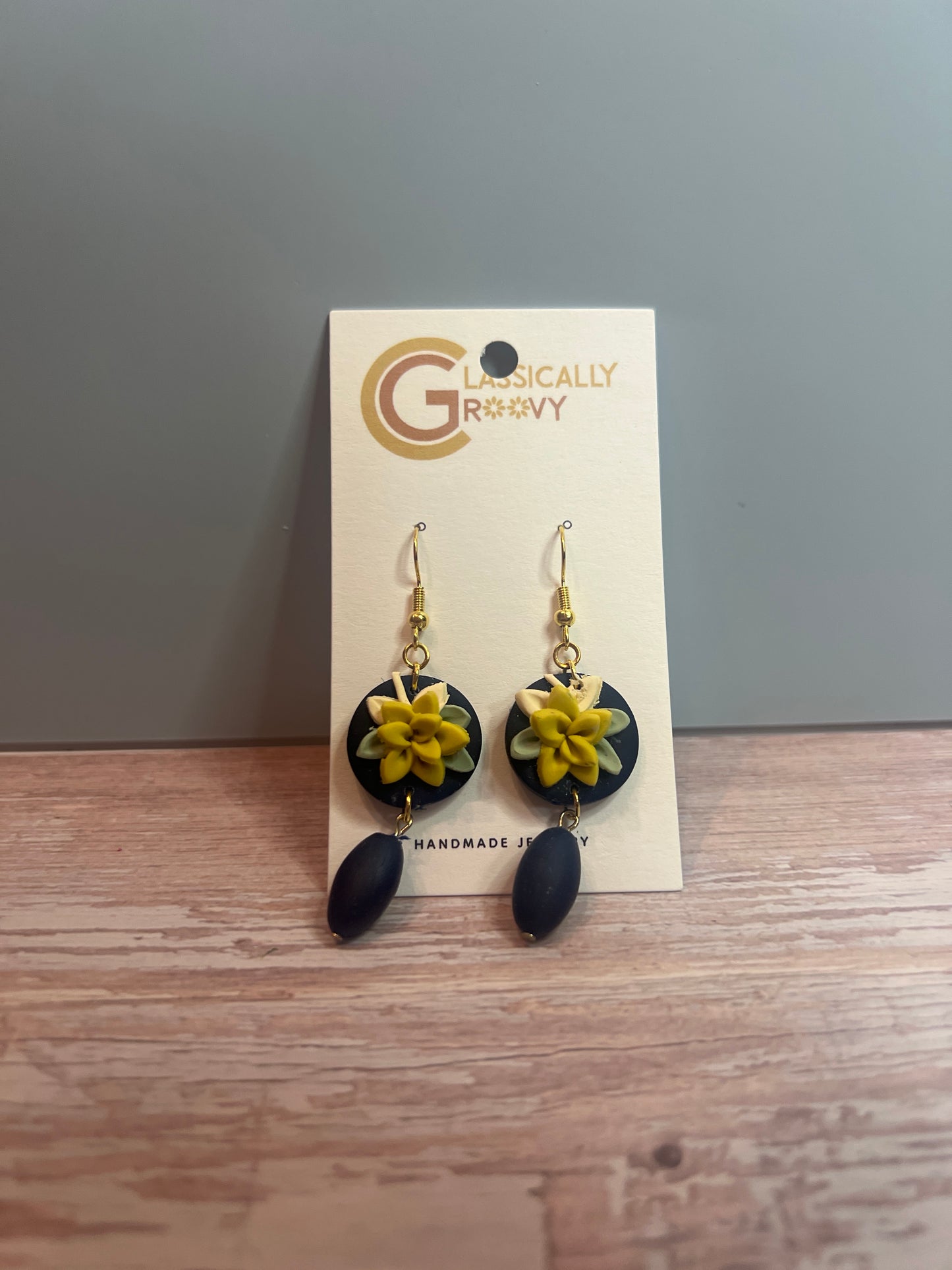 Navy Orchid Earrings