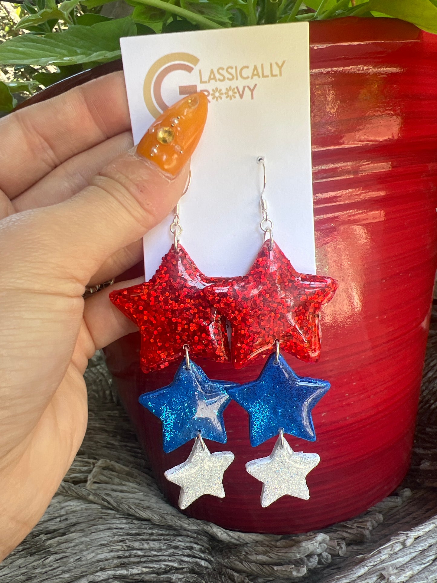 Star-Spangled Sparkle Dangle Earrings