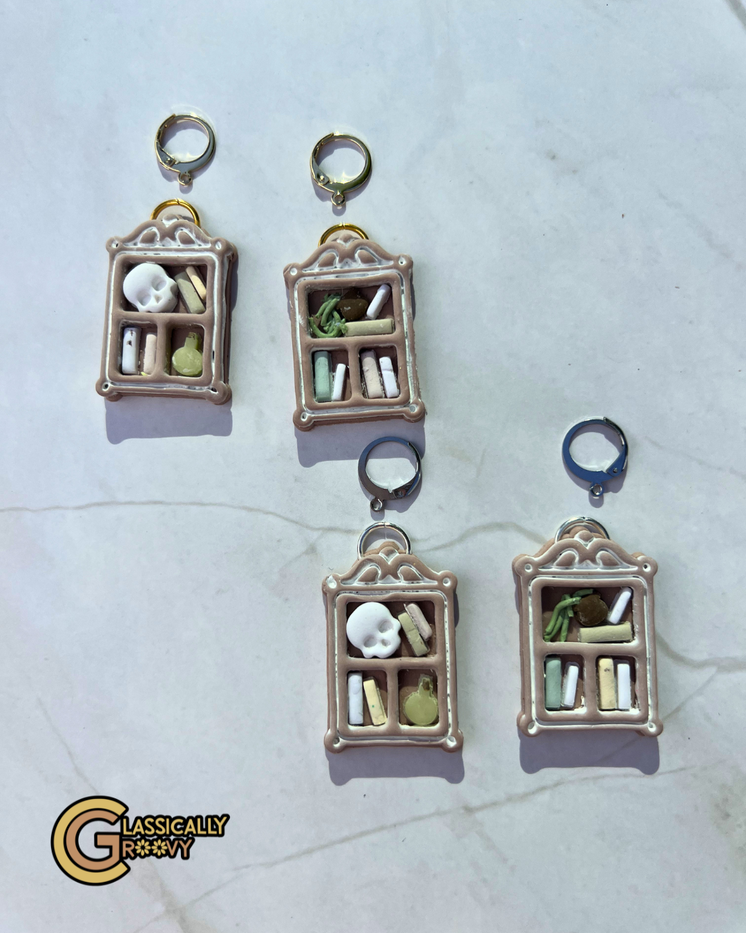 Victorian Apothecary Bookshelf Earrings