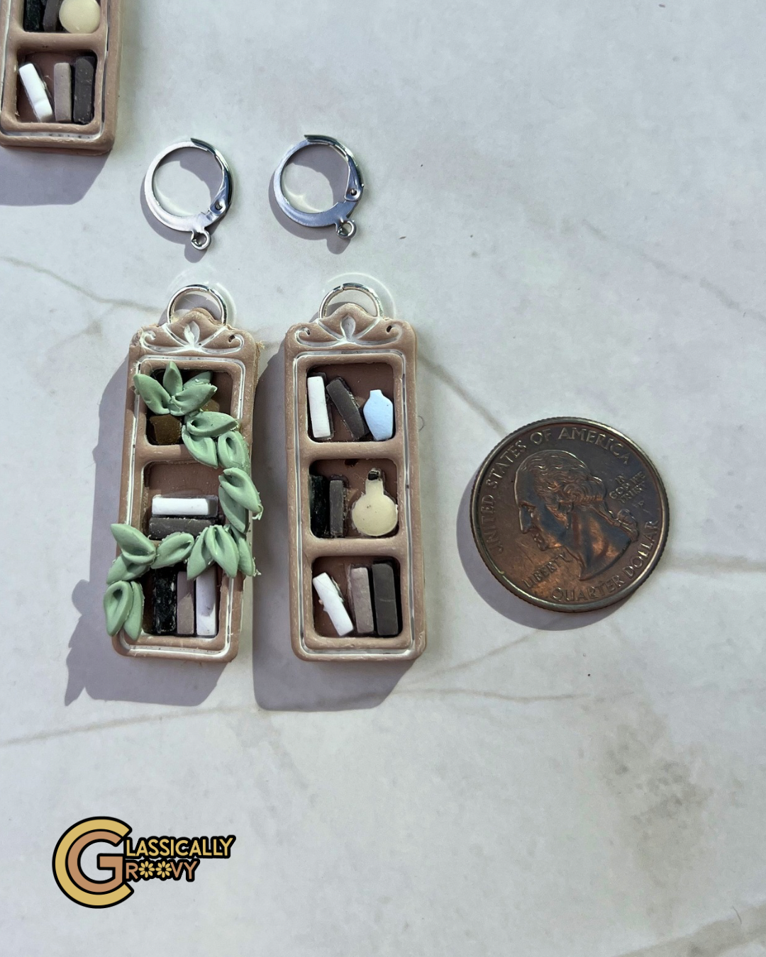 Victorian Botanical Bookshelf Earrings