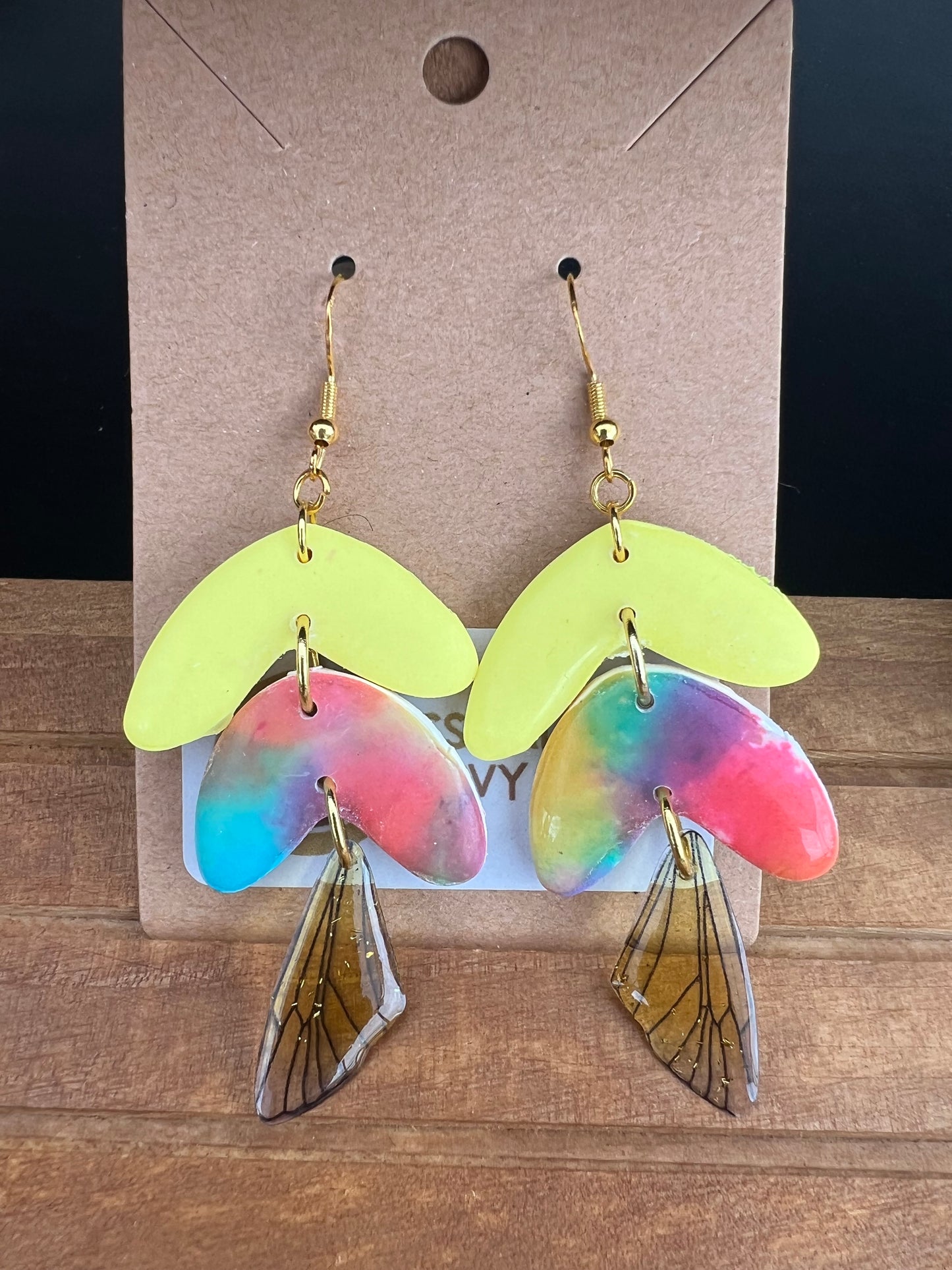 Tie Dye Butterfly wing earrings